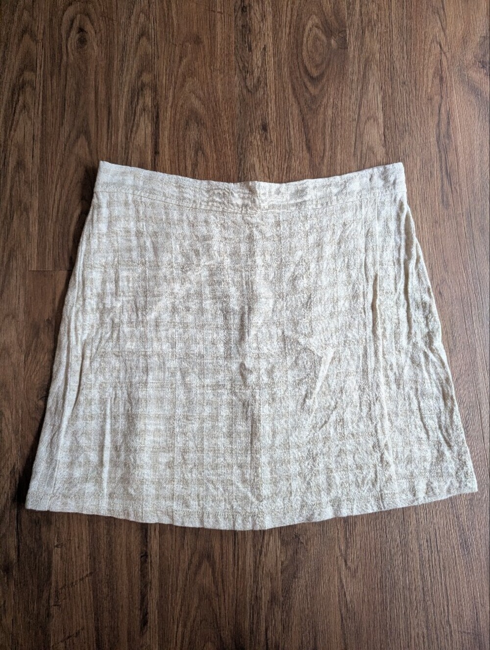 Max Studio Light Beige Plaid Mini Skirt Sz L